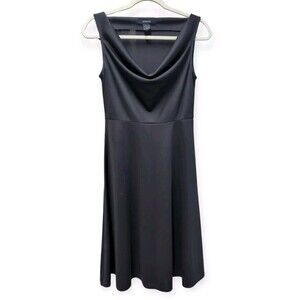 EXPRESS Vintage Dress Black Cowl Neck Sleeveless A-Line Y2K 5/6 LBD 90s 5 6